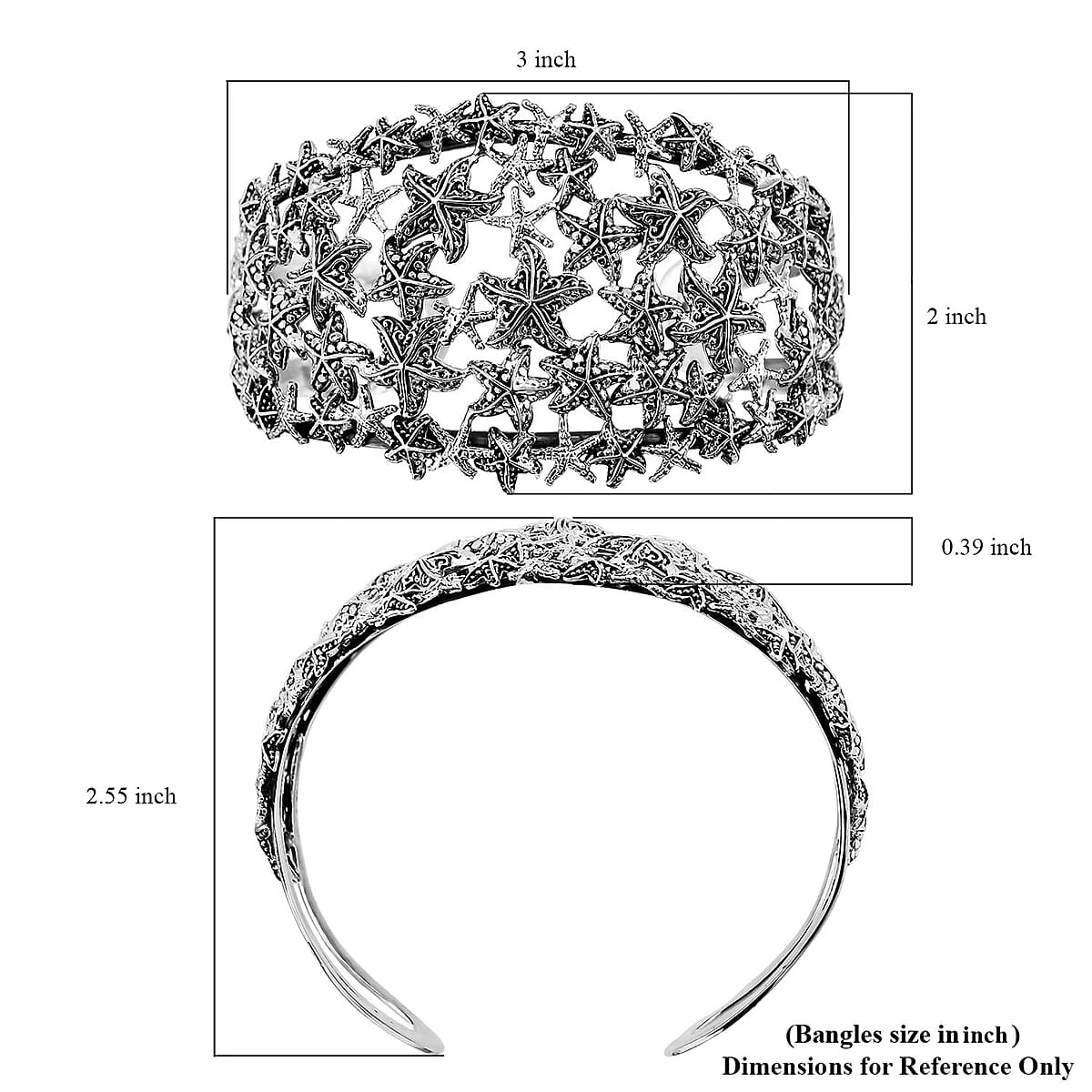 Bali Legacy Starfish Cuff Bracelet in Sterling Silver (7.25 In) 35.20 Grams image number 5