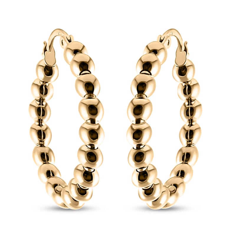 Ball Hoop Earrings in 10K Yellow Gold 2.56 Grams