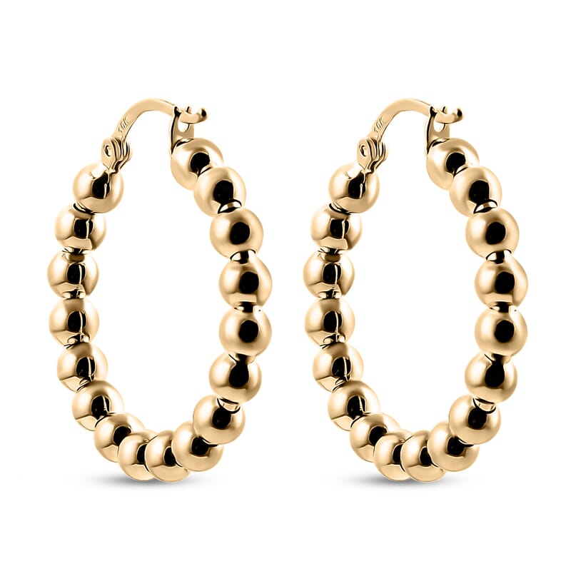 Ball Hoop Earrings in 10K Yellow Gold 2.56 Grams