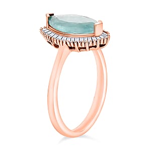 Grandidierite and Diamond 2.04 ctw Ring in 18K Vermeil Rose Gold Over Sterling Silver (Size  10.0) (Del. in 10-12 Days)