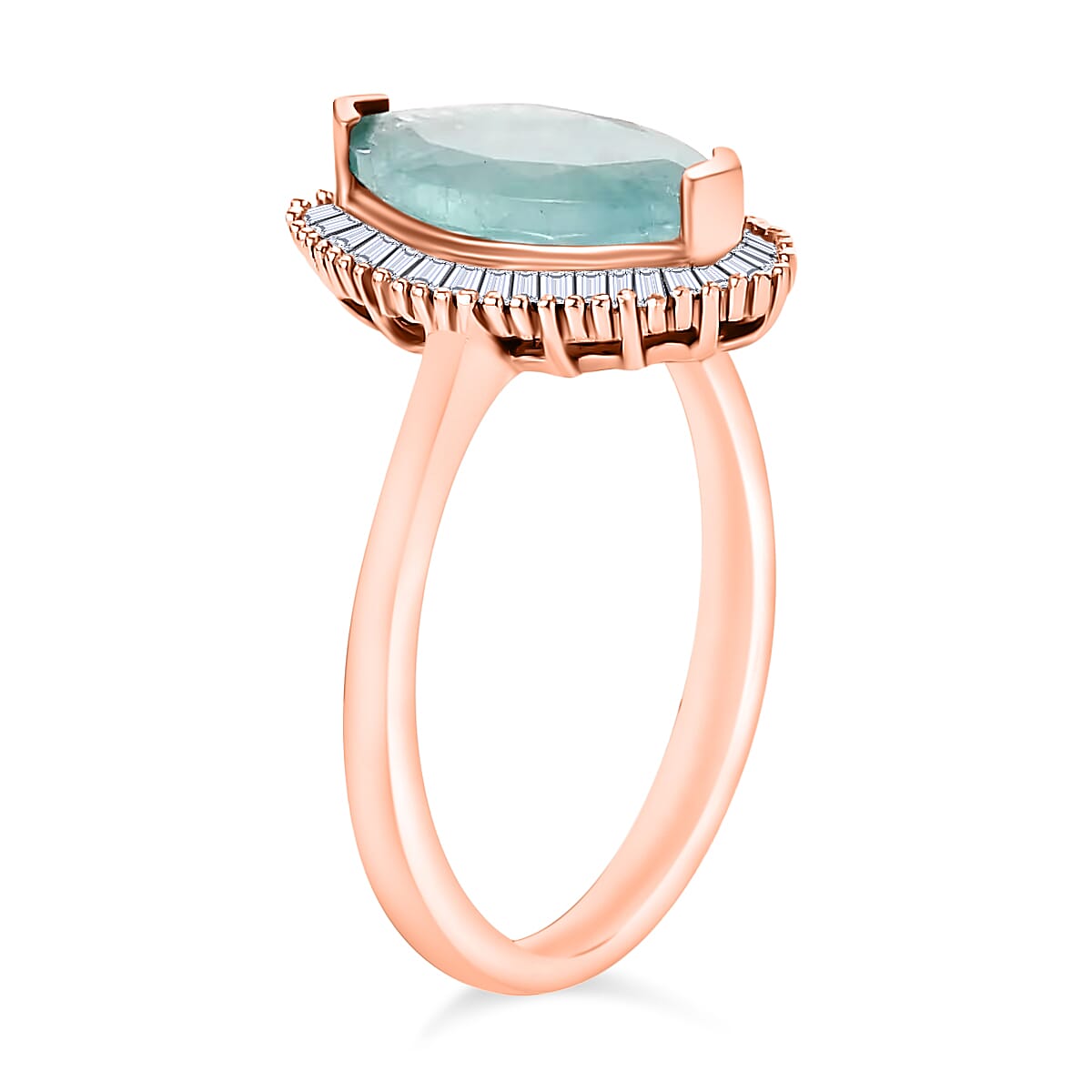 Grandidierite and Diamond 2.04 ctw Ring in 18K Vermeil Rose Gold Over Sterling Silver (Size  12.0) image number 2