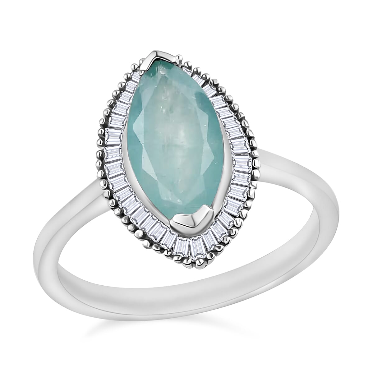 Grandidierite and Diamond 2.04 ctw Ring in Rhodium Over Sterling Silver (Size  11.0) image number 0