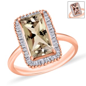 Premium Turkizite and Diamond 3.50 ctw Ring in 18K Vermeil Rose Gold Over Sterling Silver (Size  10.0)