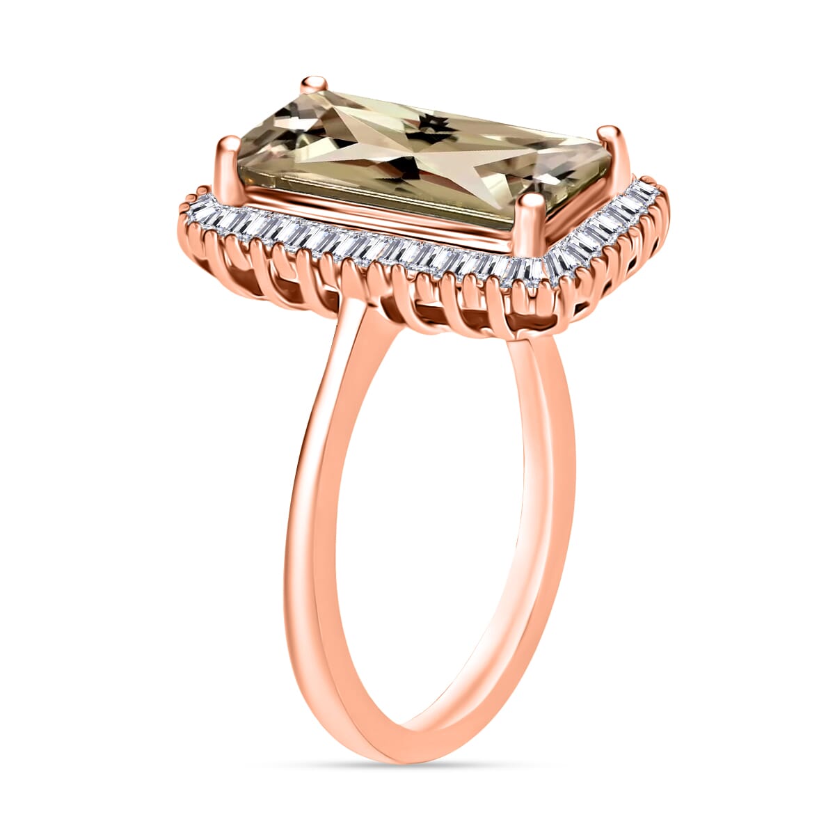 Premium Turkizite and Diamond 3.50 ctw Ring in 18K Vermeil Rose Gold Over Sterling Silver (Size  10.0) image number 2