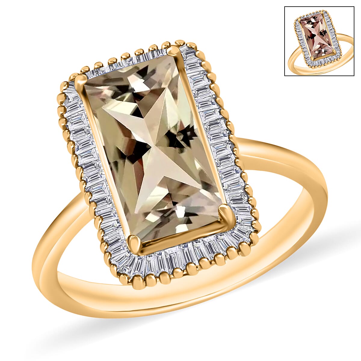 Buy Premium Turkizite and Diamond 3.50 ctw Ring in 18K Vermeil Yellow ...