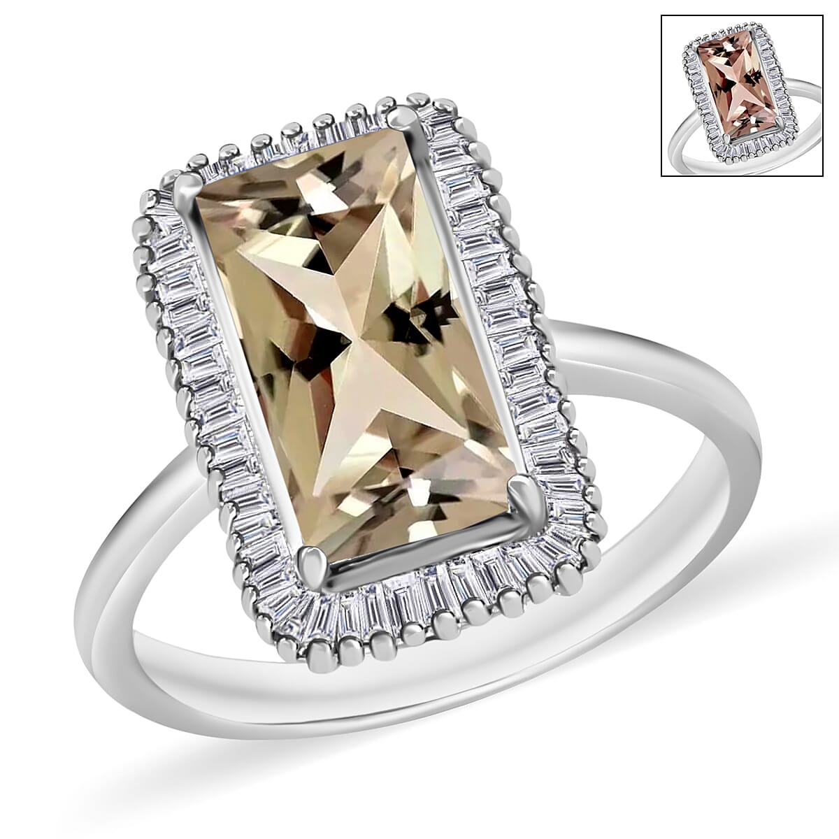 Luxoro Premium Turkizite and G-H I2 Diamond 3.50 ctw Ring in 14K White Gold (Size  10.0) 5 Grams