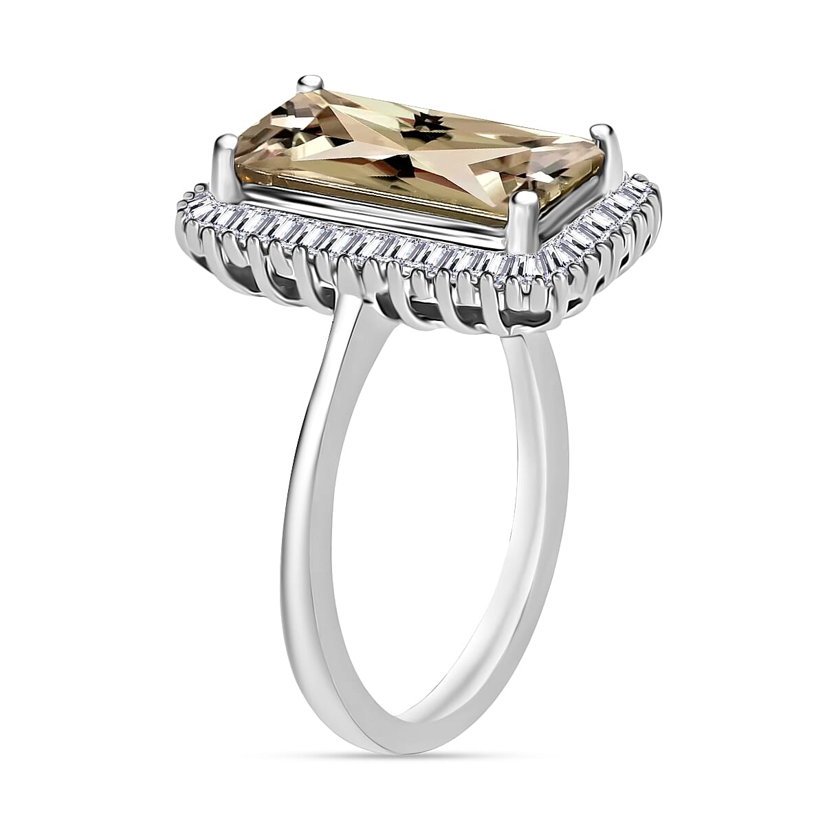 Luxoro Premium Turkizite and G-H I2 Diamond 3.50 ctw Ring in 14K White Gold (Size  10.0) 5 Grams