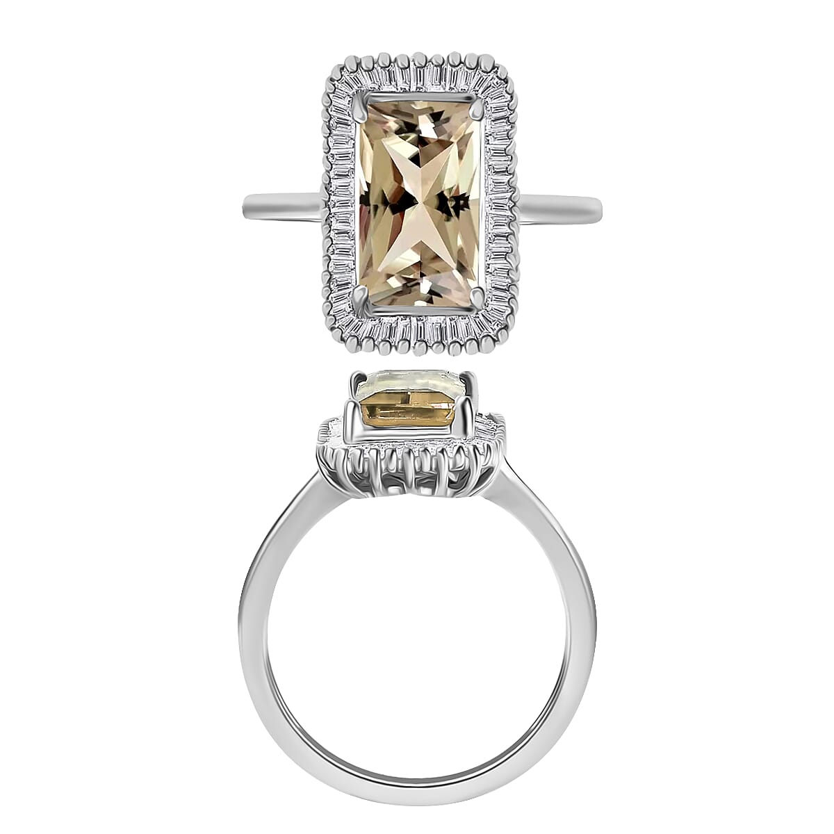 Luxoro Premium Turkizite and G-H I2 Diamond 3.50 ctw Ring in 14K White Gold (Size  10.0) 5 Grams