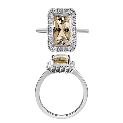 Luxoro Premium Turkizite and G-H I2 Diamond 3.50 ctw Ring in 14K White Gold (Size  10.0) 5 Grams