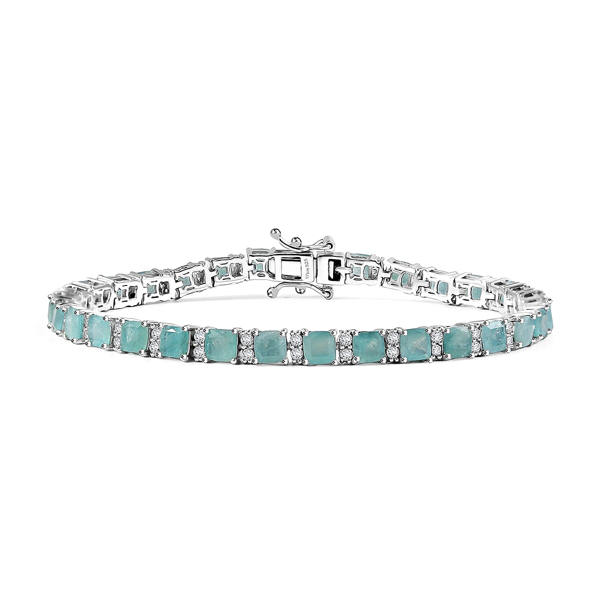 D'Joy Grandidierite and White Zircon 11.30 ctw Royal Radiance Tennis Bracelet in Rhodium Over Sterling Silver (7.25 In) image number 0