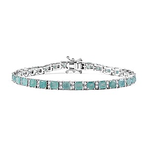 D'Joy Grandidierite and White Zircon 11.30 ctw Royal Radiance Tennis Bracelet in Rhodium Over Sterling Silver (7.25 In)