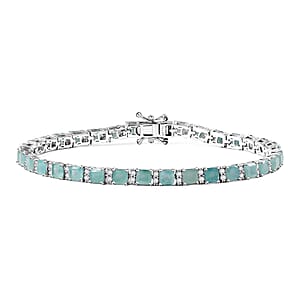 D'Joy Grandidierite and White Zircon 12.75 ctw Royal Radiance Tennis Bracelet in Rhodium Over Sterling Silver (8.00 In)