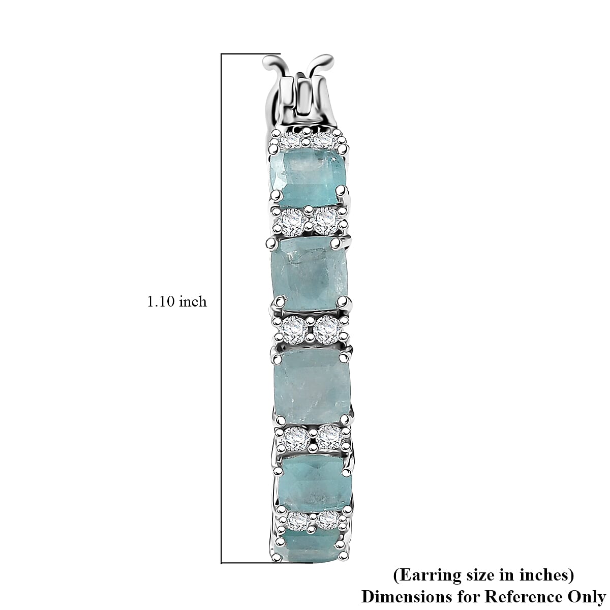 D'Joy Grandidierite and White Zircon 6.00 ctw Royal Radiance Hoop Earrings in Rhodium Over Sterling Silver image number 5