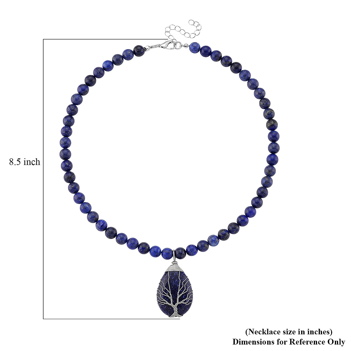 Lapis Lazuli 230.00 ctw Drop Pendant with Beaded Necklace in Silvertone 18-20 Inches image number 6