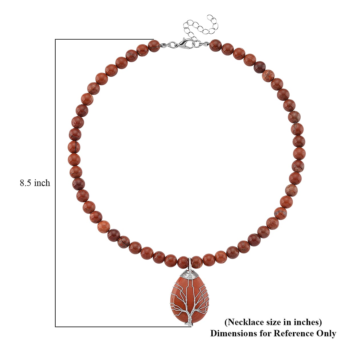 Red Jasper 230.00 ctw Drop Pendant with Beaded Necklace in Silvertone 18-20 Inches image number 6