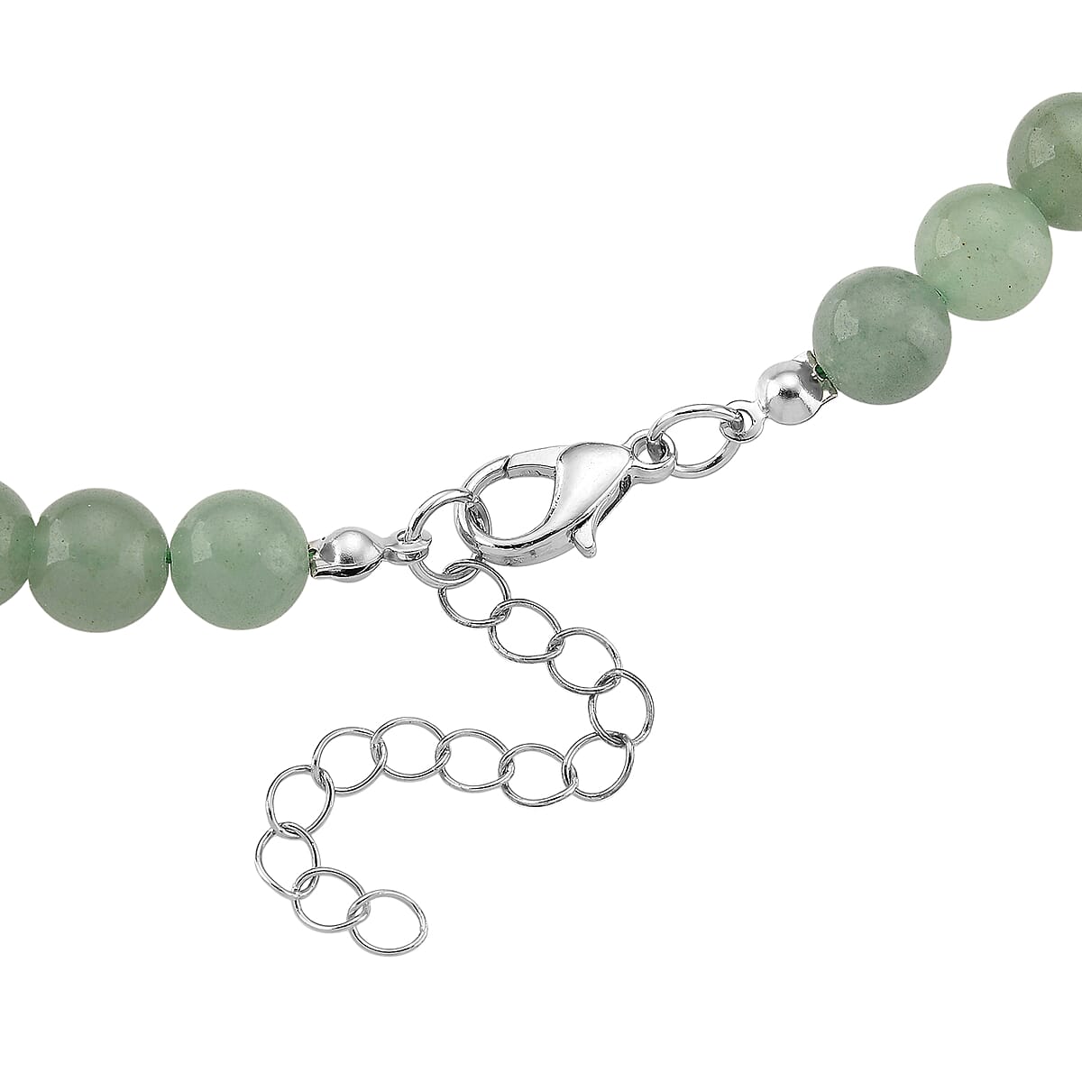 Green Aventurine 230.00 ctw Drop Pendant with Beaded Necklace in Silvertone 18-20 Inches image number 5