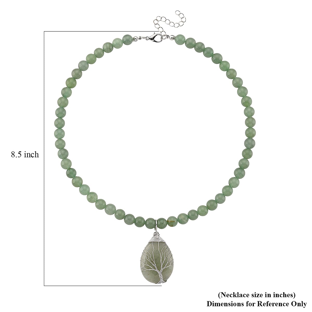 Green Aventurine 230.00 ctw Drop Pendant with Beaded Necklace in Silvertone 18-20 Inches image number 6