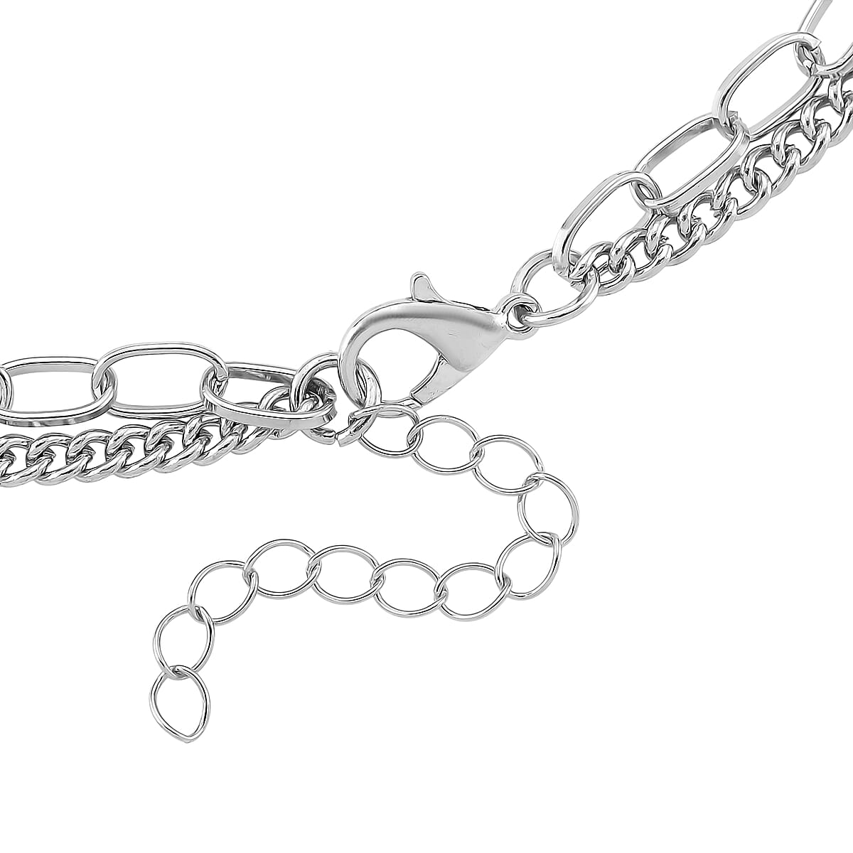 Lapis Lazuli 75.00 ctw Heart Pendant with Paper Clip Necklace in Silvertone 18-20 Inches image number 4