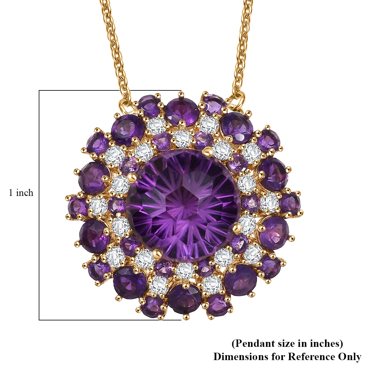 D'Joy Premium African Amethyst and Moissanite 10.40 ctw Starbust Necklace in 18K Vermeil Yellow Gold Over Sterling Silver 18 Inches image number 5