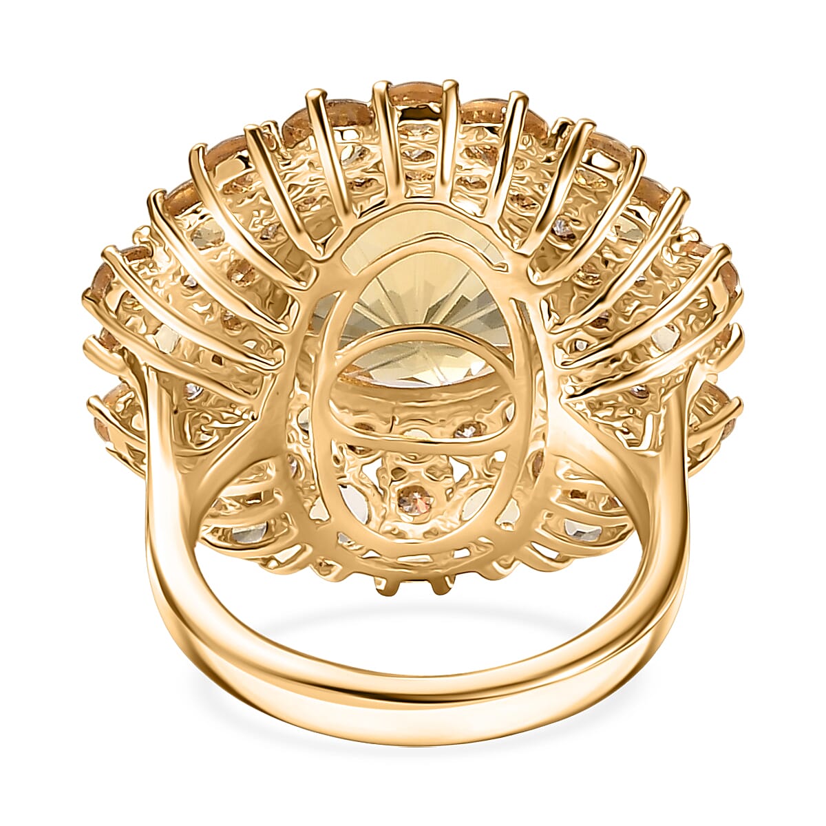 D'Joy Premium Brazilian Citrine, Moissanite Starbust Ring in 18K Vermeil YG Over Sterling Silver (Size 10.0) 10.40 ctw image number 4