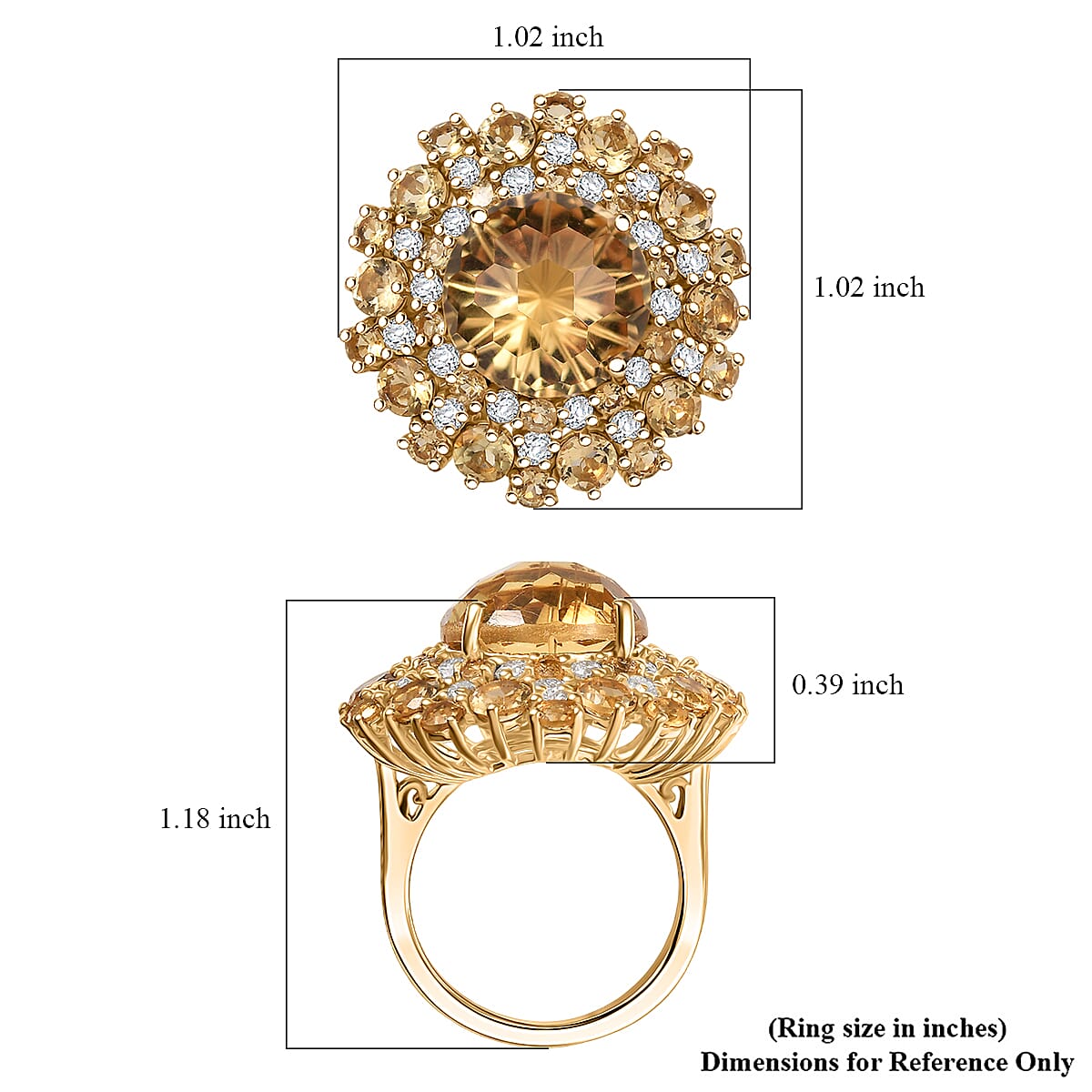D'Joy Premium Brazilian Citrine, Moissanite Starbust Ring in 18K Vermeil YG Over Sterling Silver (Size 10.0) 10.40 ctw image number 5