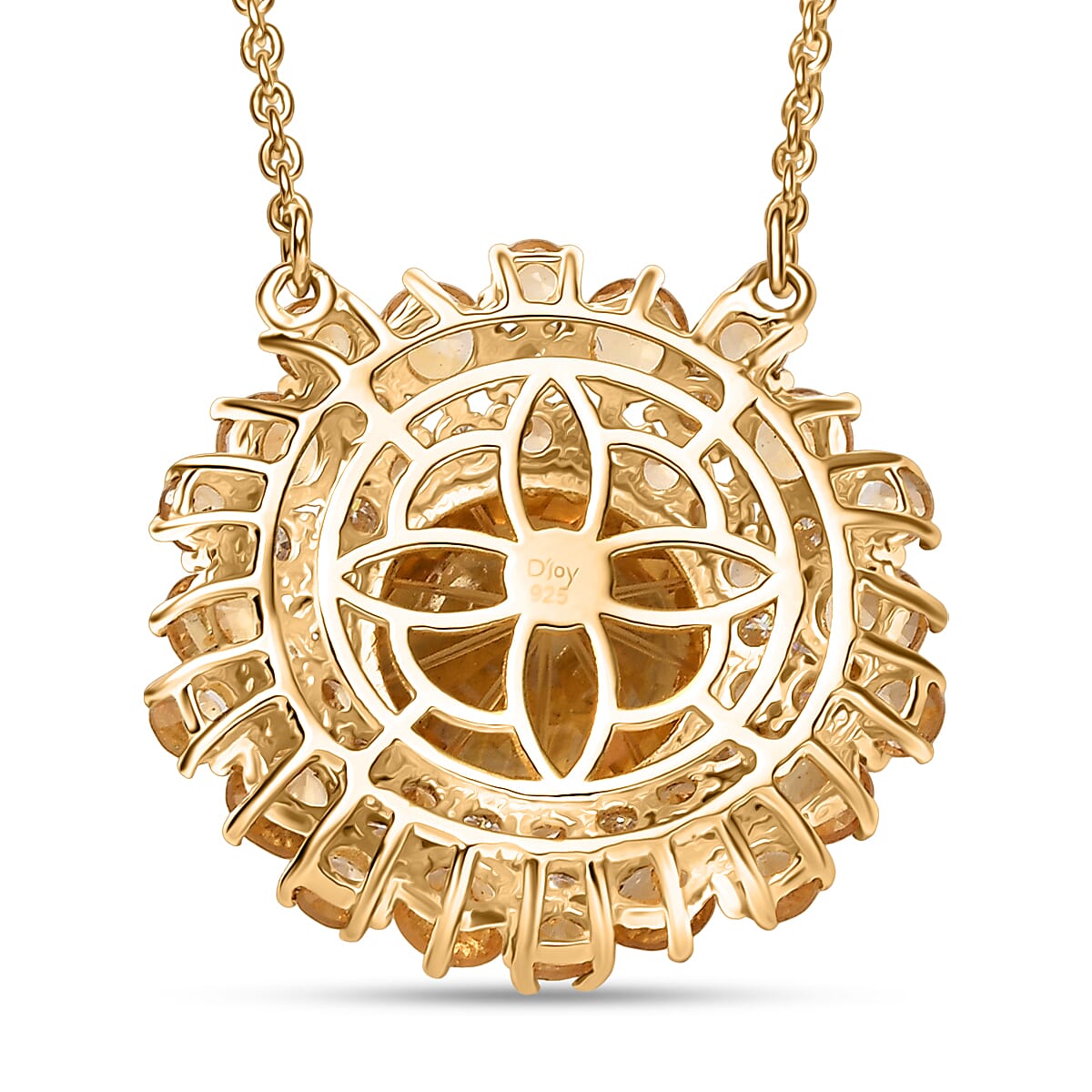 D'Joy Premium Brazilian Citrine and Moissanite 10.40 ctw Starbust Necklace in 18K Vermeil Yellow Gold Over Sterling Silver 18 Inches image number 4