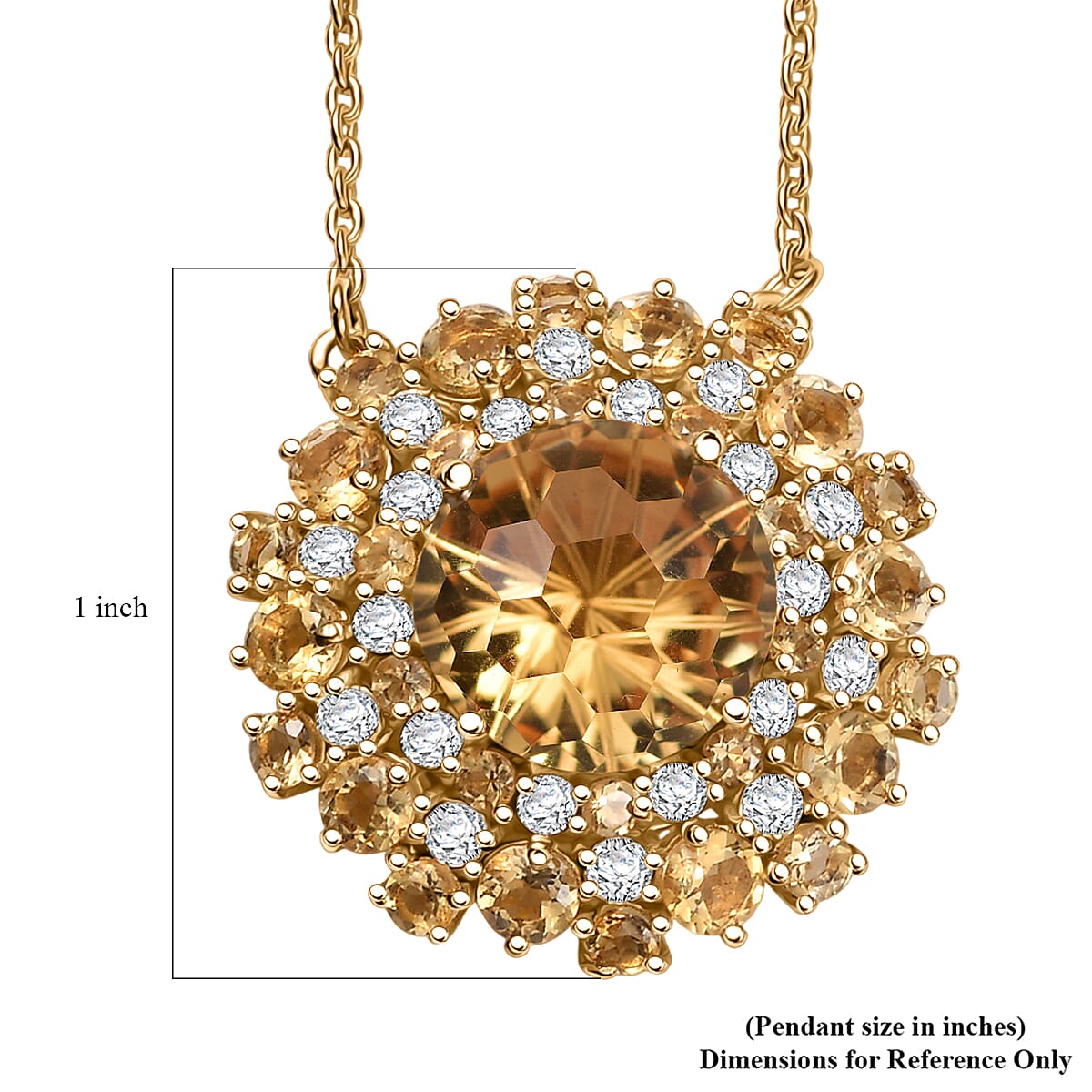 D'Joy Premium Brazilian Citrine and Moissanite 10.40 ctw Starbust Necklace in 18K Vermeil Yellow Gold Over Sterling Silver 18 Inches image number 5