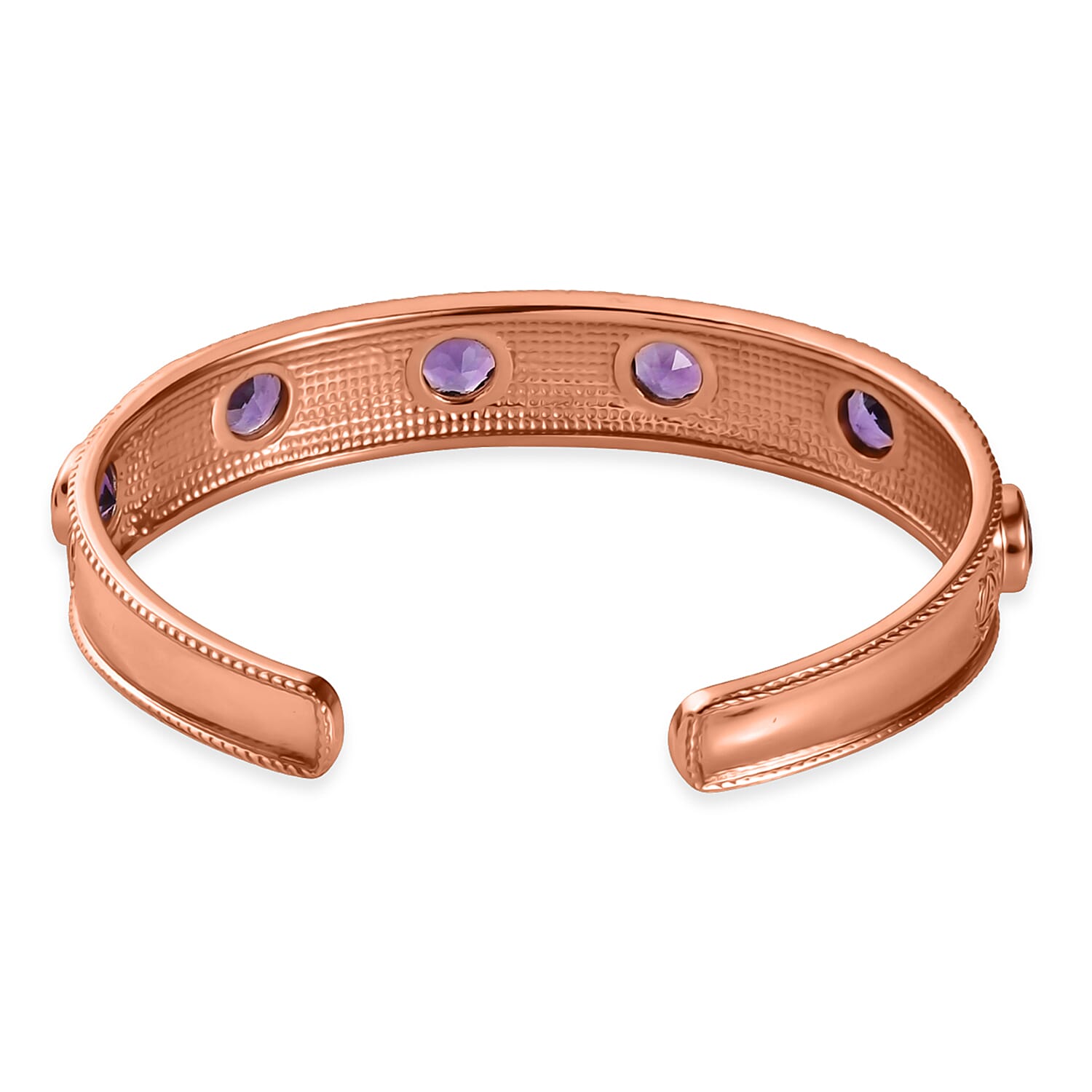 African Amethyst 7.25 ctw Cuff Bracelet in 14K RG Over Copper with Magnet (7.25 In)