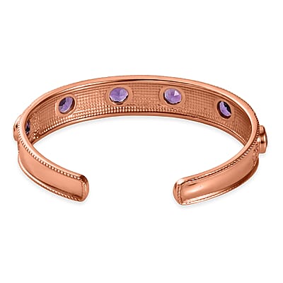 African Amethyst 7.25 ctw Cuff Bracelet in 14K RG Over Copper with Magnet (7.25 In)
