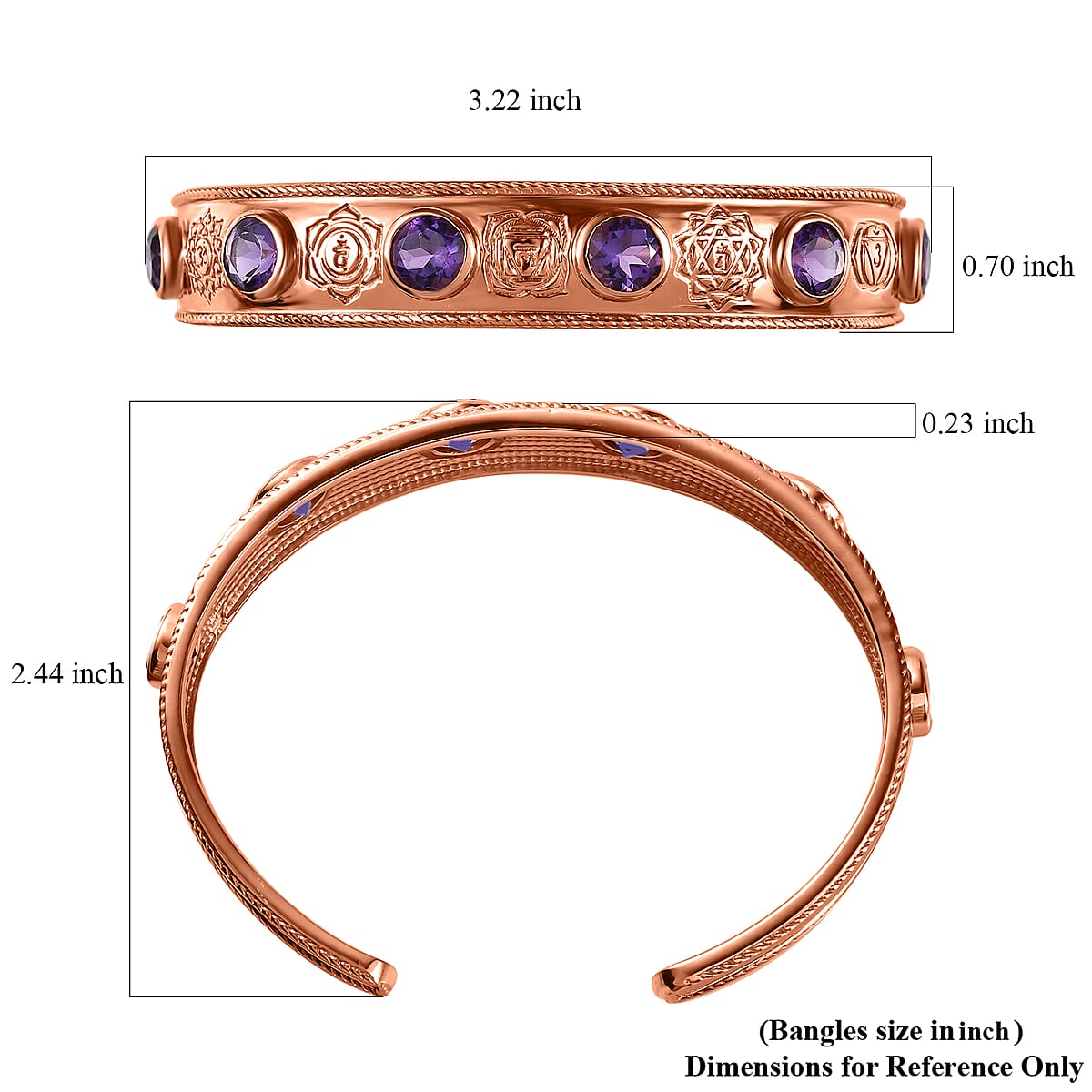 African Amethyst 7.25 ctw Cuff Bracelet in 14K RG Over Copper with Magnet (7.25 In) image number 5