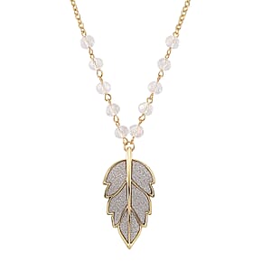 Austrian Crystal Leaf Pendant Necklace in Goldtone 20 Inches