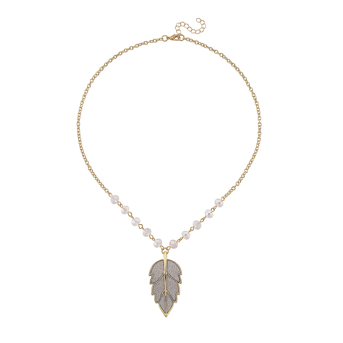 Austrian Crystal Leaf Pendant Necklace in Goldtone 20 Inches image number 2