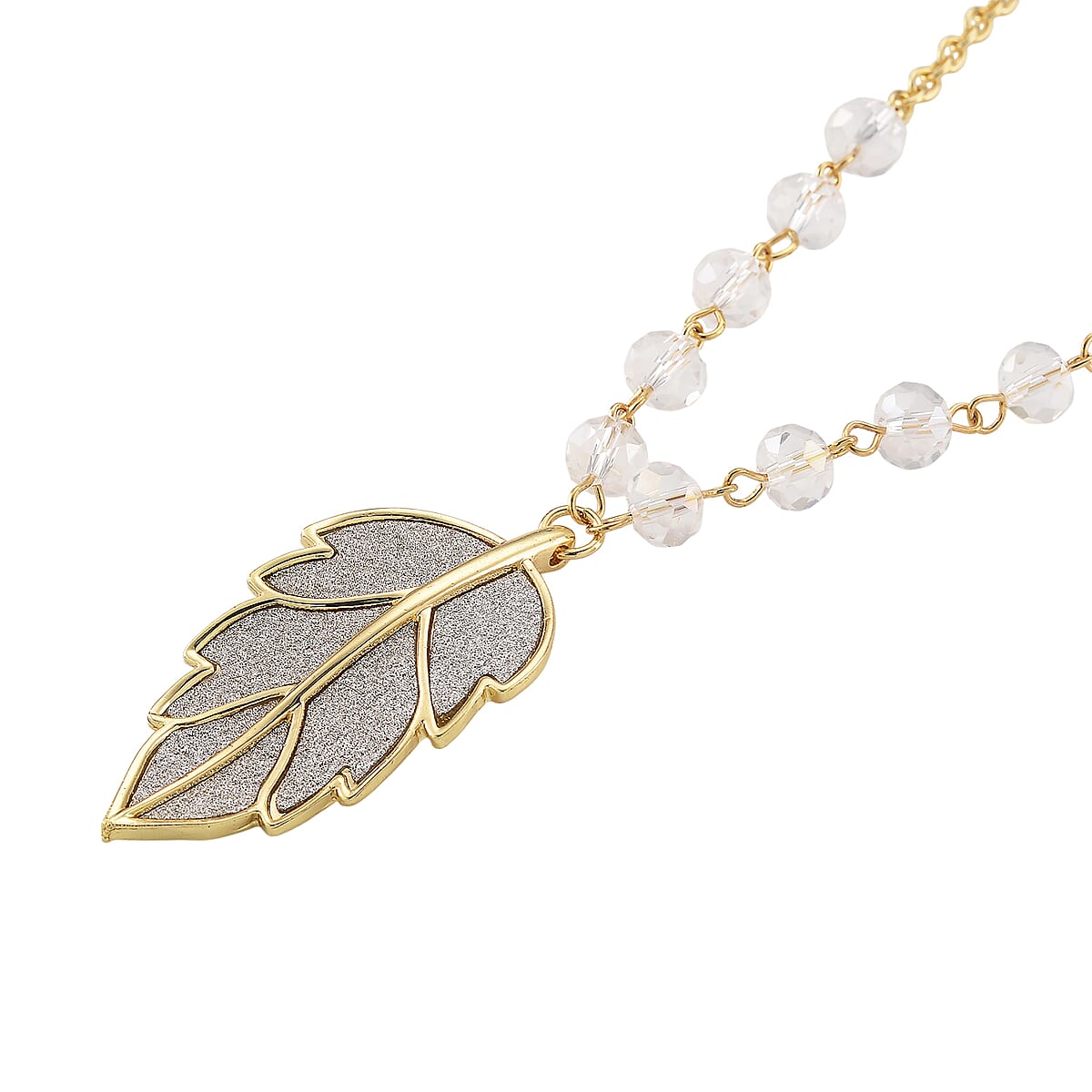 Austrian Crystal Leaf Pendant Necklace in Goldtone 20 Inches image number 3