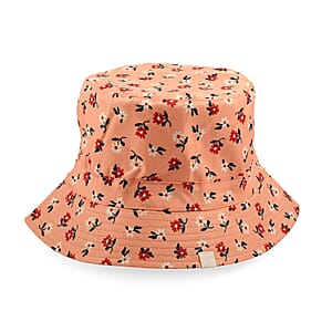 ShedRain Cream and Orange Floral Reversible Bucket Hat
