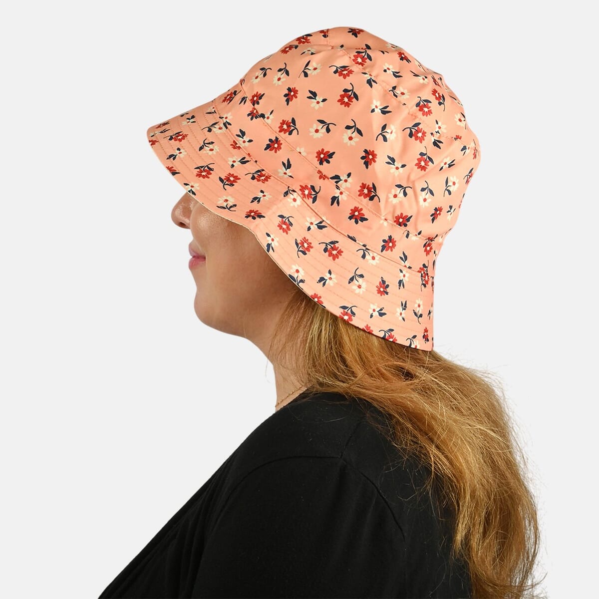 ShedRain Cream and Orange Floral Reversible Bucket Hat image number 6