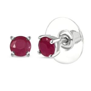 D'Joy Niassa Ruby (FF) 1.60 ctw Earrings in Rhodium Over Sterling Silver