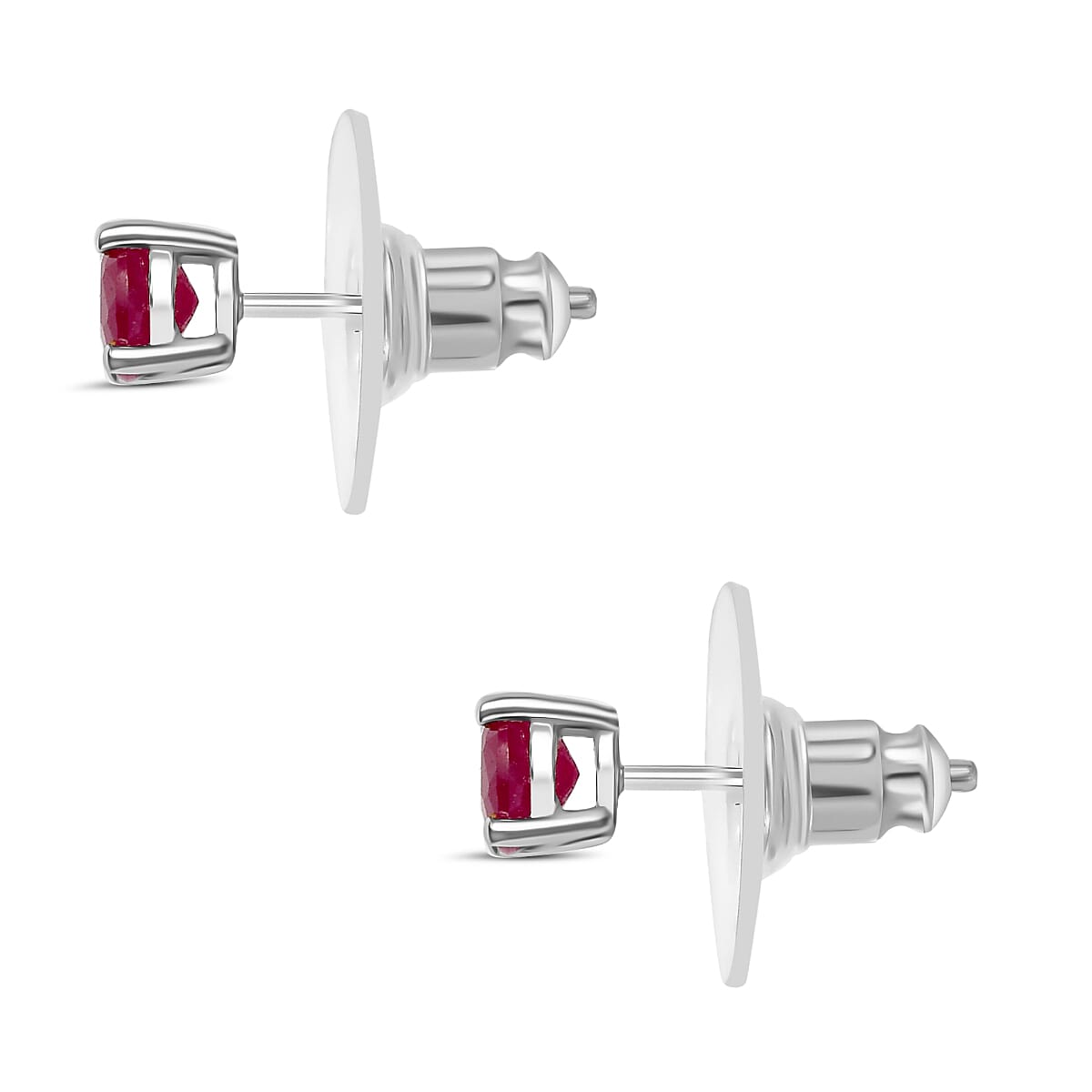 D'Joy Niassa Ruby (FF) 1.60 ctw Earrings in Rhodium Over Sterling Silver image number 3