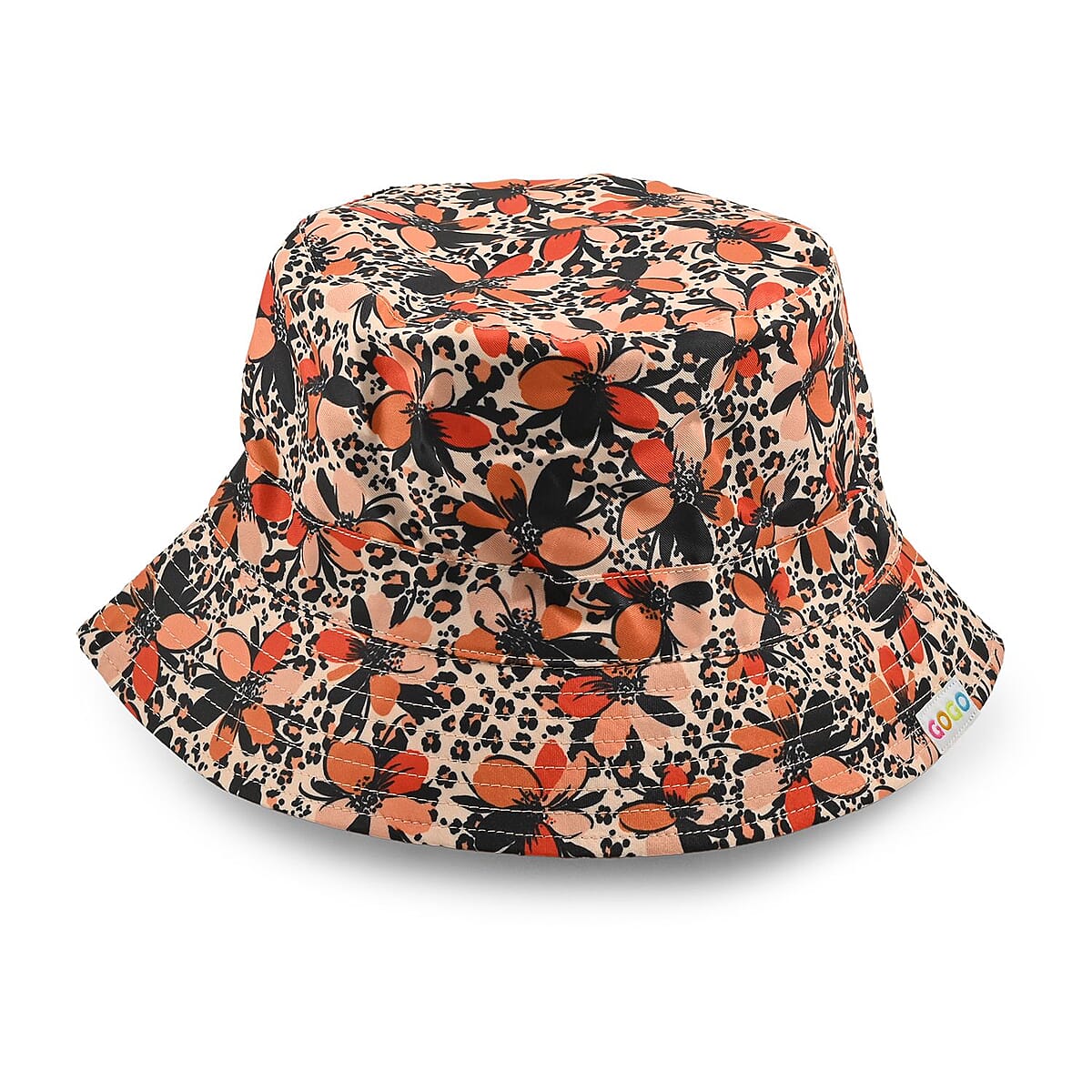 ShedRain Orange and Navy Floral Reversible Bucket Hat image number 1