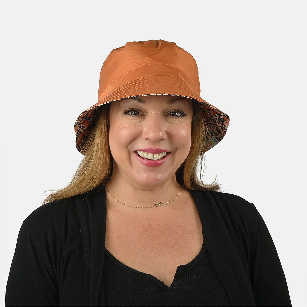 ShedRain Orange and Navy Floral Reversible Bucket Hat image number 2