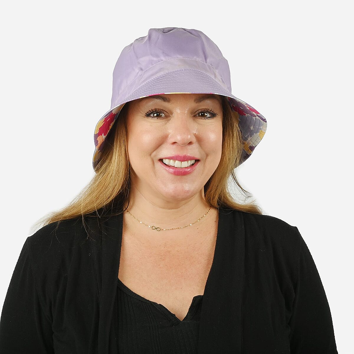 ShedRain Purple and Pink Floral Reversible Bucket Hat image number 2