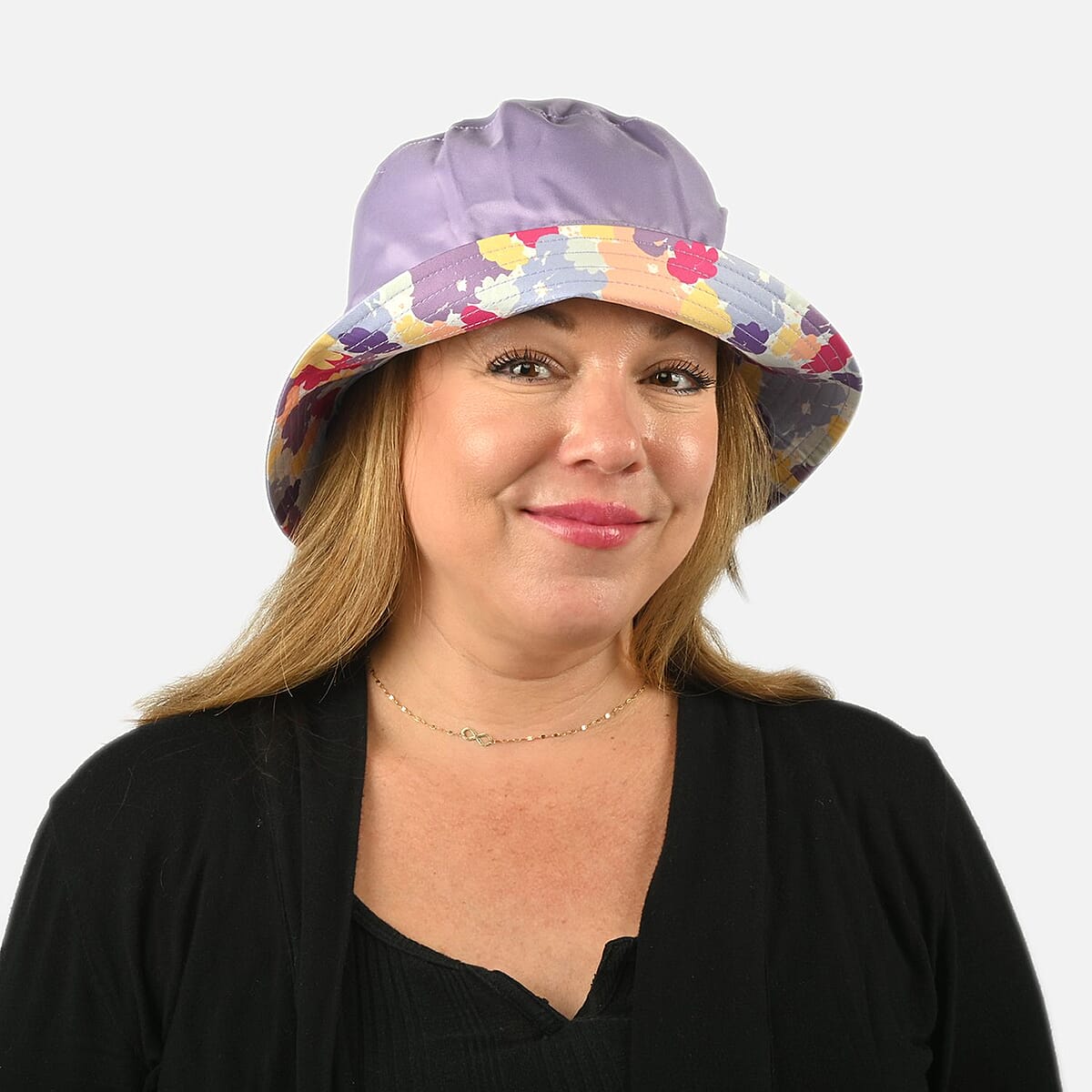 ShedRain Purple and Pink Floral Reversible Bucket Hat image number 4