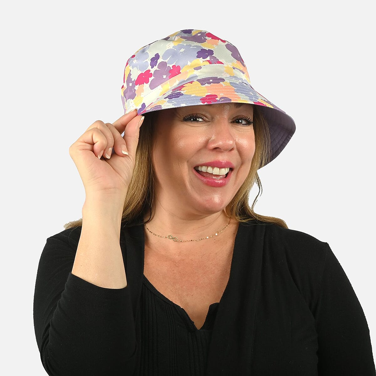 ShedRain Purple and Pink Floral Reversible Bucket Hat image number 5