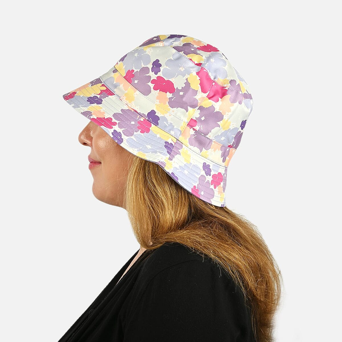 ShedRain Purple and Pink Floral Reversible Bucket Hat image number 6