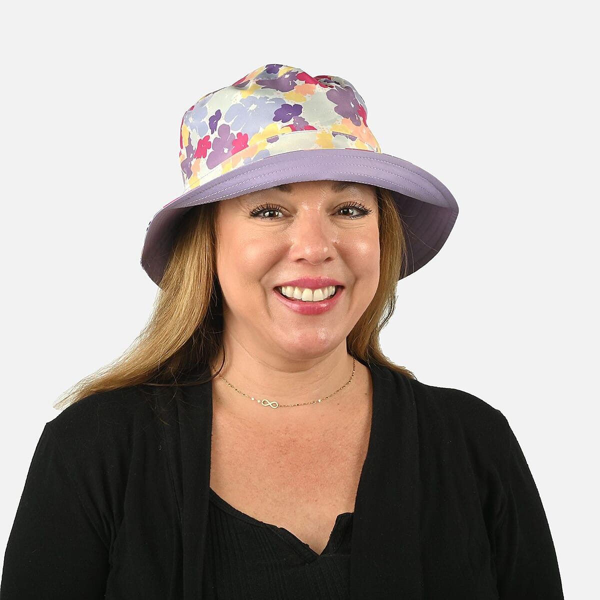 ShedRain Purple and Pink Floral Reversible Bucket Hat image number 7