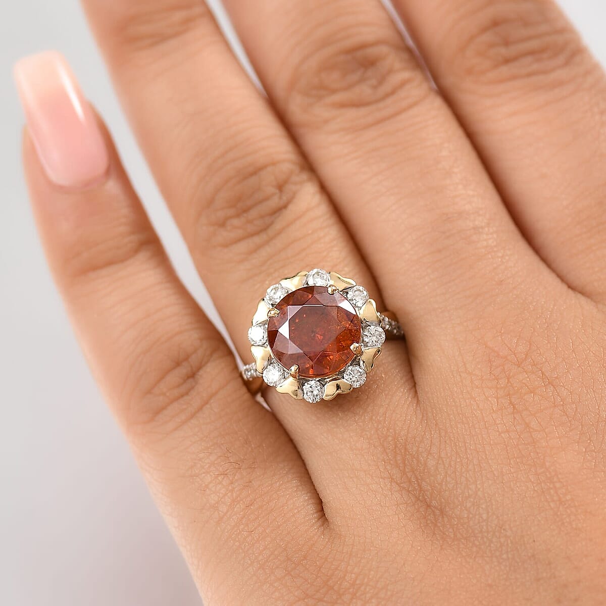 10K Yellow Gold AAA Picos Altos Sphalerite, Luxuriant Lab Grown Diamond (G-H, SI) (0.67 cts) Ring (Size 5.5) 7.59 ctw image number 2