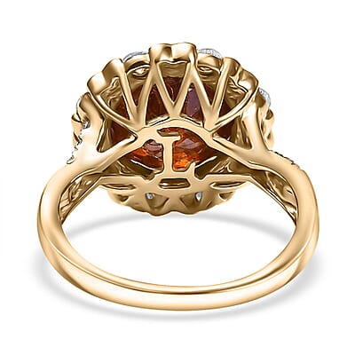 AAA Picos Altos Sphalerite and G-H SI Luxuriant Lab Grown Diamond 7.59 ctw Ring in 10K Yellow Gold (Size 7.0)