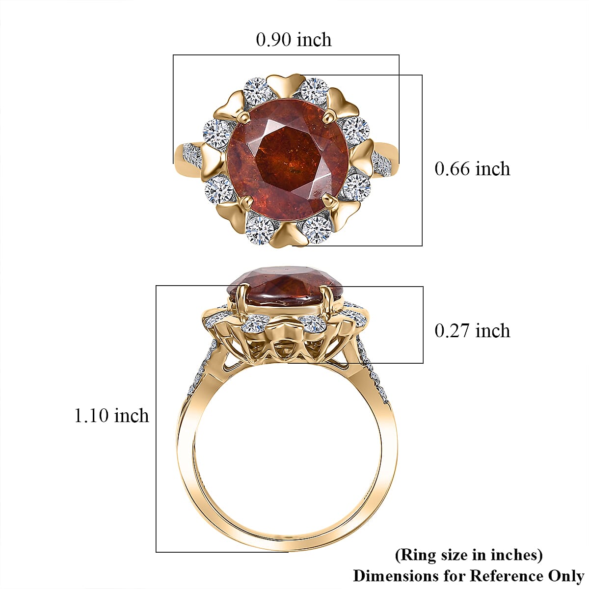 AAA Picos Altos Sphalerite and G-H SI Luxuriant Lab Grown Diamond 7.59 ctw Ring in 10K Yellow Gold (Size 8.0) image number 5