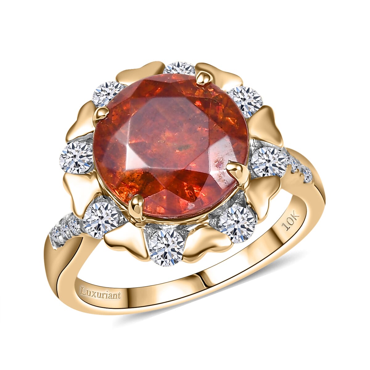 AAA Picos Altos Sphalerite and G-H SI Luxuriant Lab Grown Diamond 7.59 ctw Ring in 10K Yellow Gold image number 0