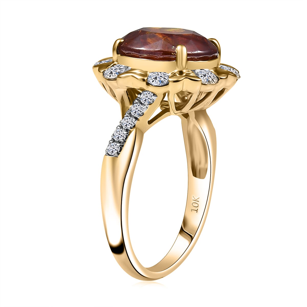 AAA Picos Altos Sphalerite and G-H SI Luxuriant Lab Grown Diamond 7.59 ctw Ring in 10K Yellow Gold image number 3