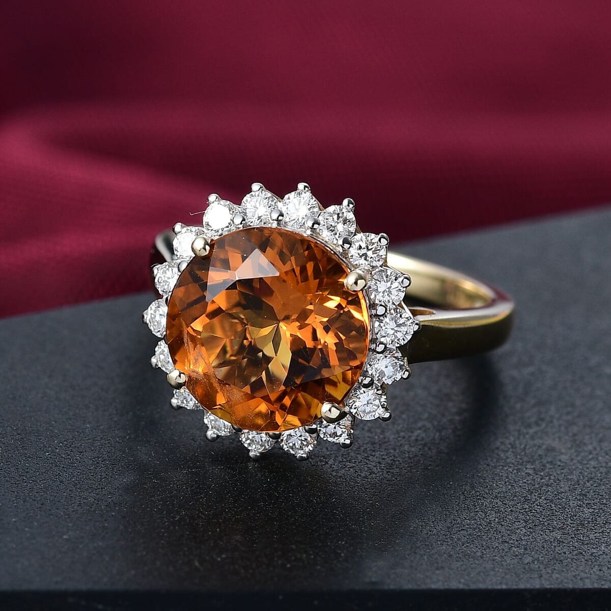 AA LAGOAO Mandarin Citrine and Luxuriant Lab Grown Diamond G-H SI 5.33 ctw Ring in 10K Yellow Gold (Size 10.0) image number 1